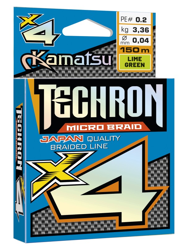 Kamatsu techron micro braid x4 lime green 0.03/150m pe 0.1