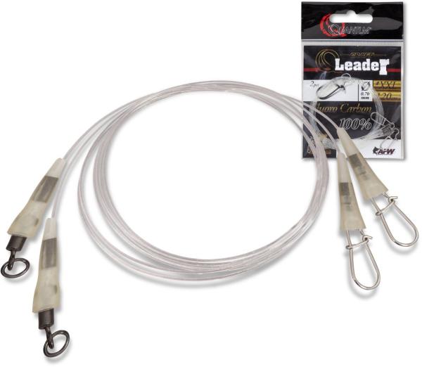 Quantum q-leader fluoro carbon 80cm 0,70mm 27kg,60lbs átlátszó 2db harapásálló előke