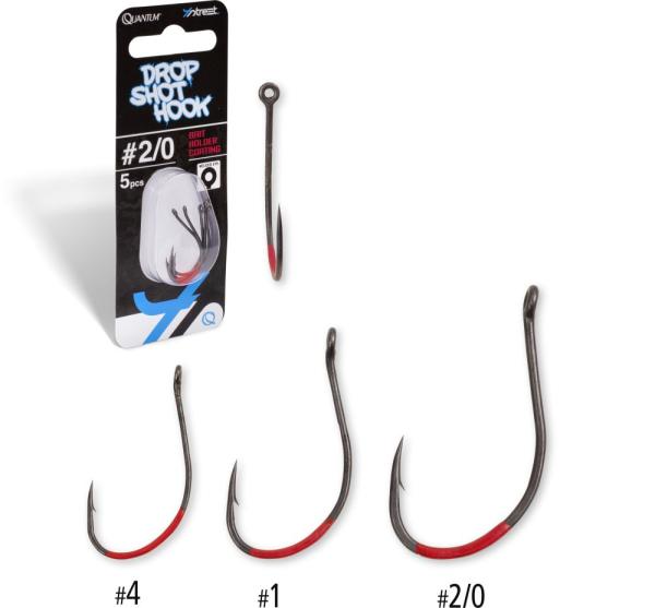 Quantum 4street drop shot hook 5db 2/0 fekete-piros horog