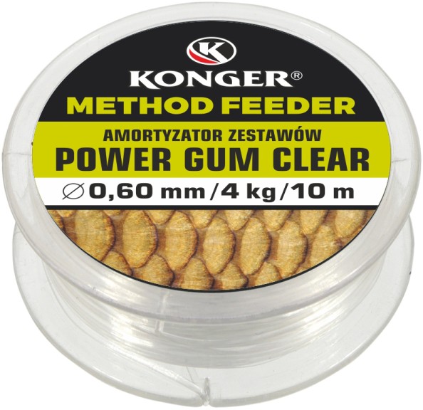 Konger power gum clear shock absorber 0.60mm 4kg 10m method feeder