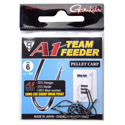 Gamakatsu A1 TEAM FEEDER EYED HOOKS PELLET CARP #6