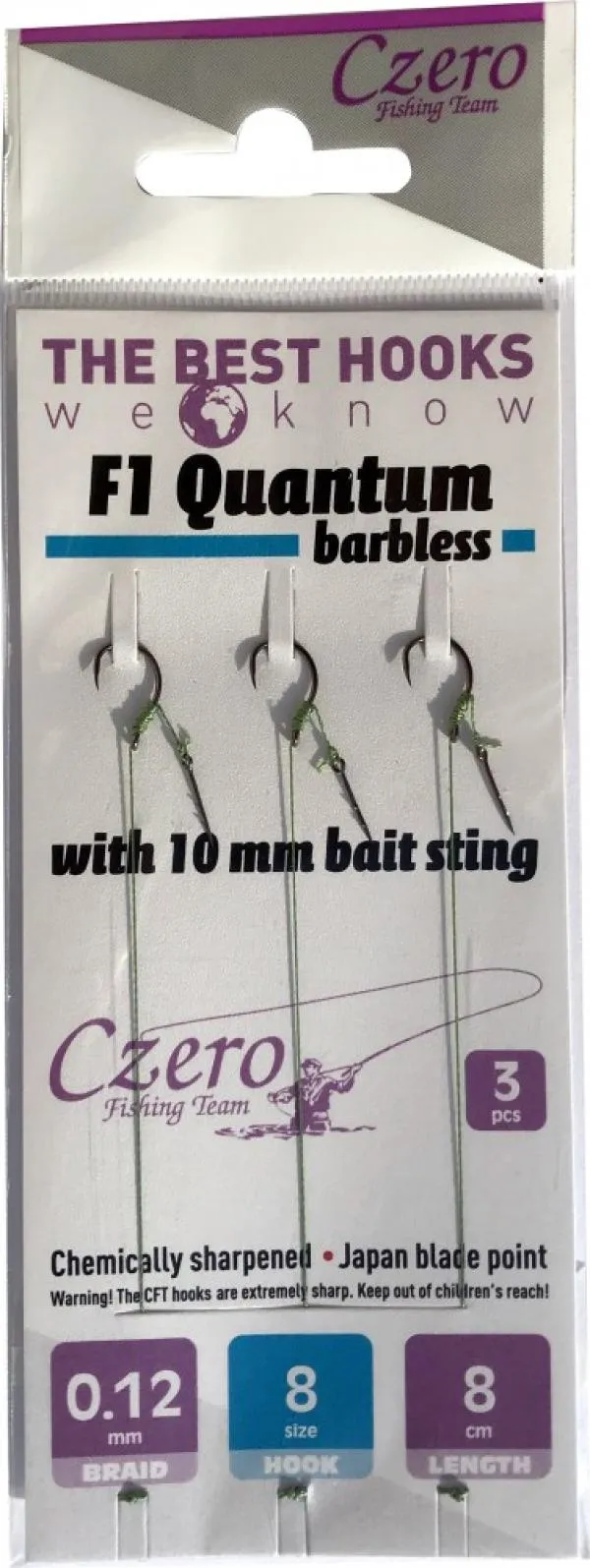 F1 quantum barbless 10 with bait sting 10mm braid 0,10 8cm 3pcs. - Image 2
