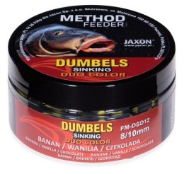 Jaxon dumbels duo color sinking method feeder banana/vanilla/chocolate (banán-vanília-csoki) 8/10mm