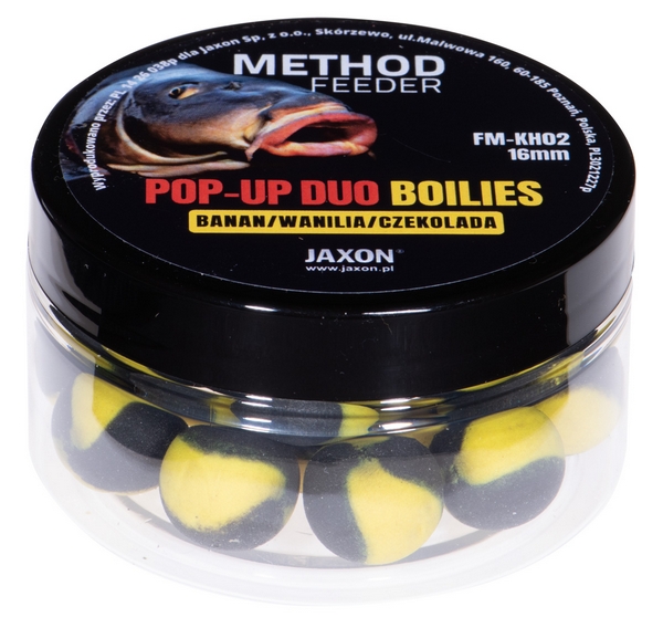 Jaxon pop-up duo-boilies method feeder banana/vanilla/chocolate (banán-vanília-csoki) 40g 16mm