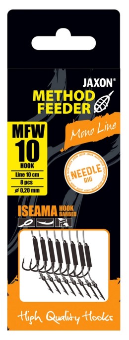 Jaxon method feeder hooks 10 0,20mm feeder előkötött horog