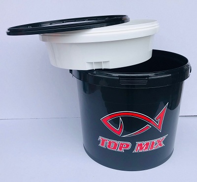 Topmix 5l etető keverő vödör csalitálcával, tetővel