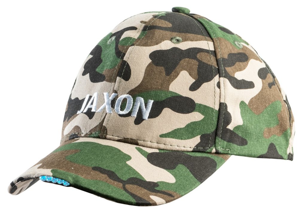 Jaxon cap with flashlight - camouflage(dark) 5 led 2xcr2032 baseball sapka