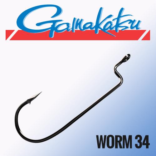 GAMAKATSU WORM 34 HOOKS BLACK # 2/0