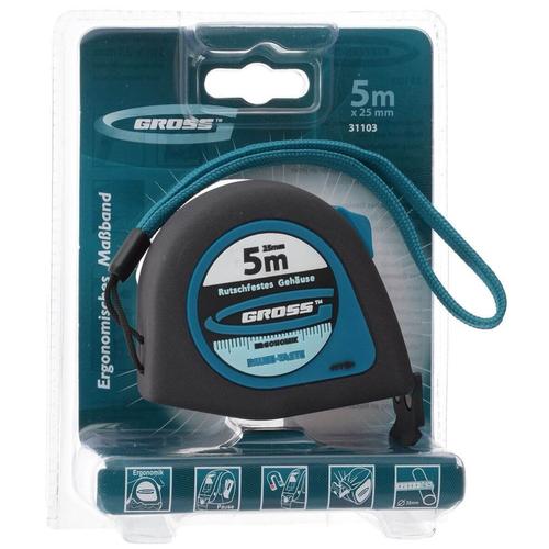 GROSS 5mx25mm professional mágneses mérőszalag gumis akasztóvég