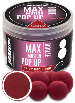 Haldorádó max motion boilie pop up 16, 20 mm - fűszeres vörös máj