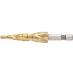 MTX 4-12mm HEX lépcsősfúró csavart horony, 2 éllel hatszög befogással TIN