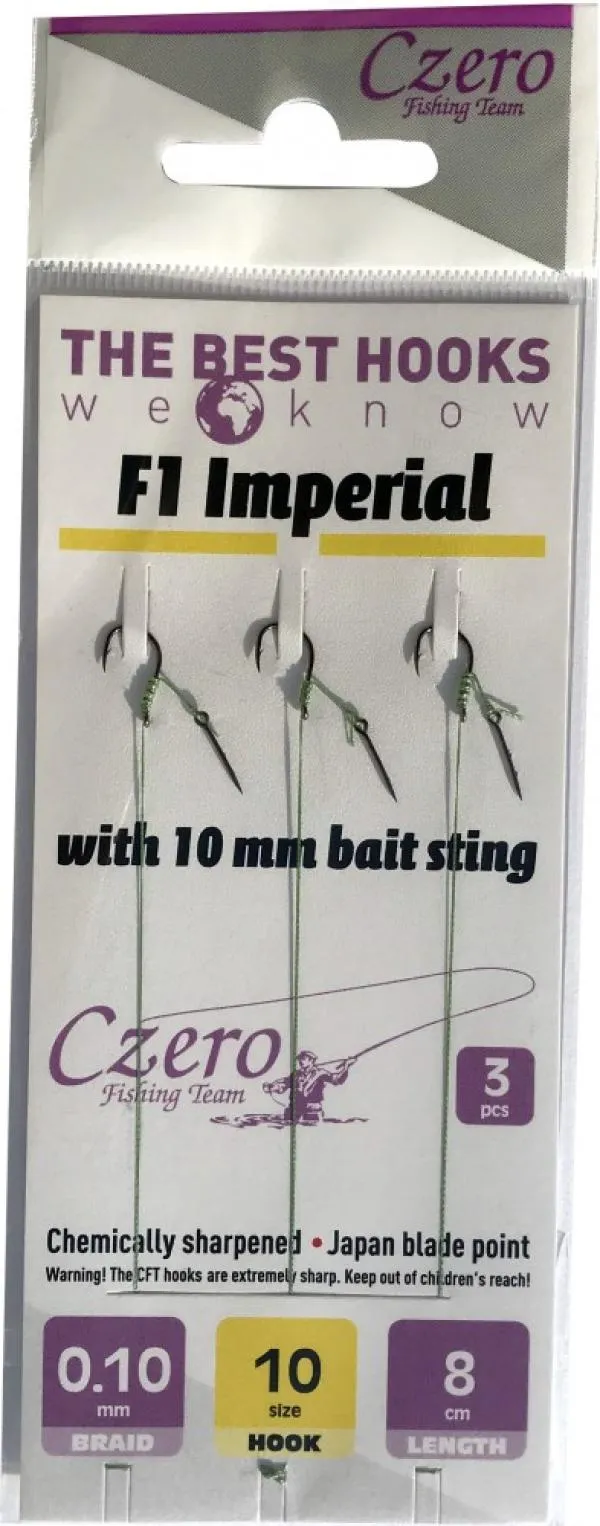 F1 imperial 12 with bait sting 10mm braid 0,10 8cm 3pcs. - Image 2