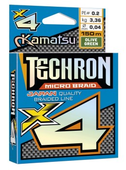 Kamatsu techron micro braid x4 olive green 0.08/150m pe 0.4