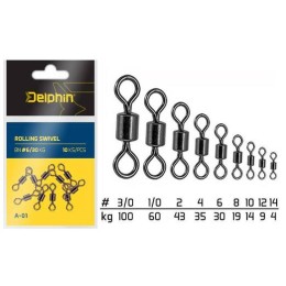 Delphin Rolling swivel A-01 BN/14 forgó 10db