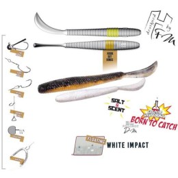 Herakles Leftail Worm 3,4" 8,6cm Floating White Impact lágy műcsali 10 db/csg