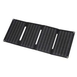 HOME MSC20W hordozható napelemes USB töltő, összecsukható, 20Watt, USB-A + USB-C + DC kimenet, PD gyorstöltés, LED töltésjelző, felakasztható, tartozék karabinerekkel