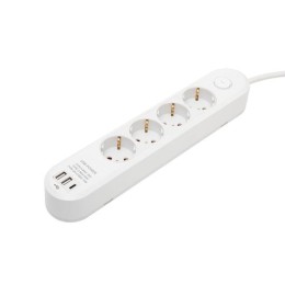 HOME NV4KUSBC hálózati elosztó, 1,5 m, H05VV-F 3G1,5 mm2 kábel, 4 védőérintkezős aljzat, USB töltőaljzat, max. 3680W, kétpólusú kapcsoló, beltéri kivitel