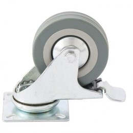 SIBRTEH 100x10,2x32mm 65kg fékezhető platform kerék forgatható, fém agy, csapágyazott