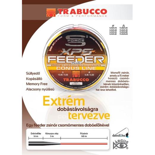 Trabucco S-Force Feeder Plus Conus Line 200m 0,25-0,185mm elvékonyodó távdobó monofil zsinór