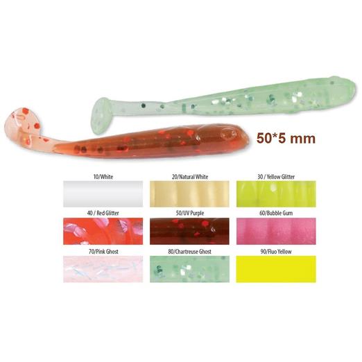 Trabucco Slurp Bait T-Shad White 10db, plasztik műcsali