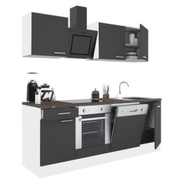 Yorki 220 konyhabútor fehér korpusz,selyemfényű antracit fronttal alsó sütős elemmel