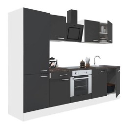 Yorki 270 konyhabútor fehér korpusz,selyemfényű antracit front alsó sütős elemmel polcos szekrénnyel