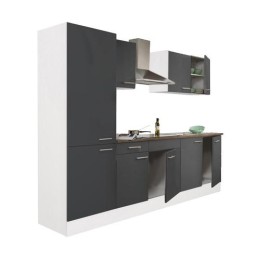 Yorki 270 konyhabútor fehér korpusz,selyemfényű antracit fronttal polcos szekrénnyel