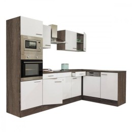 Yorki 280 sarok konyhabútor yorki tölgy korpusz, selyemfényű fehér fronttal