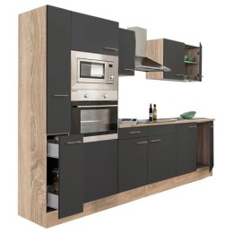 Yorki 300 konyhabútor sonoma tölgy korpusz,selyemfényű antracit fronttal