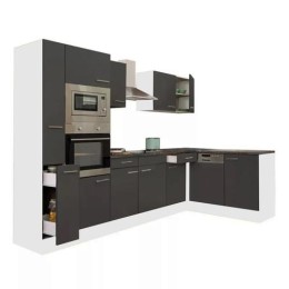 Yorki 310 sarok konyhabútor fehér korpusz,selyemfényű antracit fronttal