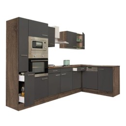 Yorki 310 sarok konyhabútor yorki tölgy korpusz,selyemfényű antracit fronttal