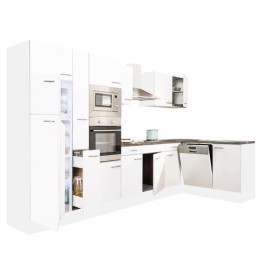 Yorki 370 sarok konyhabútor fehér korpusz,selyemfényű fehér fronttal