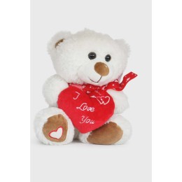 Plüss Valentin maci szívvel 20 cm fehér