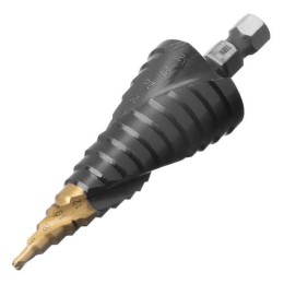 DENZEL 4-32 mm lépcsősfúró M2 hatlap, bitbefogású, P6M5 acél, Titán- nitrid bevonat