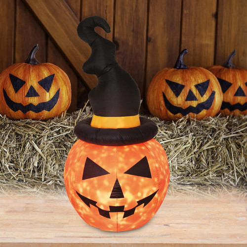 Home KD 180 T felfújható halloween tök, 183 cm, belső LED projektorral, beépített ventilátor, kül- és beltéri - Image 6