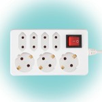 Home NV 17/WH hálózati elosztó, 1,5 m, H05VV-F 3G1,0 mm2 kábel, kapcsolós, IP20 kivitel, 3 védőérintkezős és 4 euro aljzat, max. 3500W, fehér - Image 3