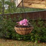 PALISAD 25,4cm függesztett virágtartó fém, kókuszbetéttel