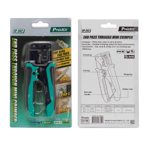 Pro'skit CP-342 UTP-RJ45-8P8C gyorskrimpelő fogó, nyitott végű dugókhoz, biztonsági zár, gyors - Image 7