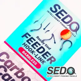 SEDO Carbon Carp Crystal Monofil Feeder rig Barbless - Szakáll Nélküli Feeder előke - 8-as 0.225mm-es monofil damil