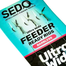 SEDO Ultra Wide Barbless Feeder - Előkötött Szakáll Nélküli Feeder Előke - 6-os 0.14mm fonott damil - 10mm tüske
