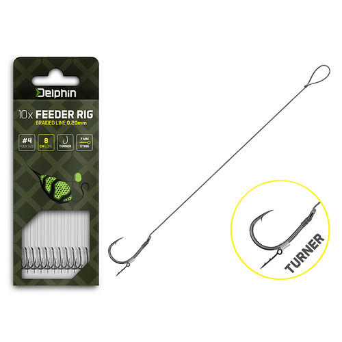 Delphin Braided Sting Feeder Rig / 10db - 12cm/0,20mm/Turner #4