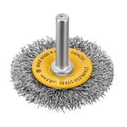 DENZEL 50 mm drótkorong fúróba, lapos, INOX préselt, kreppelt acél huzal