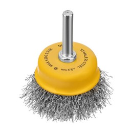 DENZEL 50 mm fazékkorong fúróba, csésze alak, INOX préselt, kreppelt acél huzal