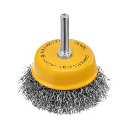 DENZEL 65 mm fazékkorong fúróba, csésze alak, INOX préselt, kreppelt acél huzal