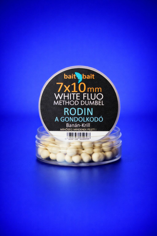 Baitbait rodin (banán-krill) 7x10mm fluo method dumbel white wafter