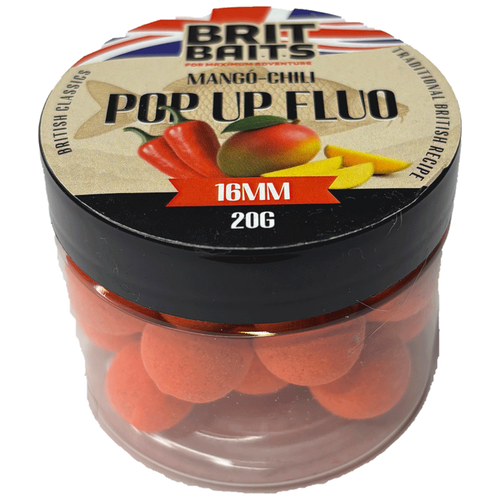 BritBaits Pop Up fluo Mangó-Chili 16 mm