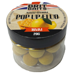 BritBaits Pop Up fluo Keksz-Citrom 16 mm