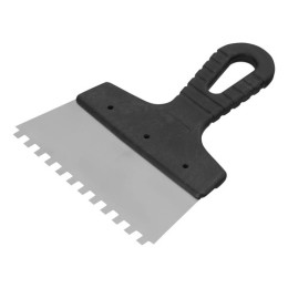 DENZEL MTX 150 mm 6x6 mm INOX körmös glettvas, fogazott lepke, spatulya, műanyag nyél