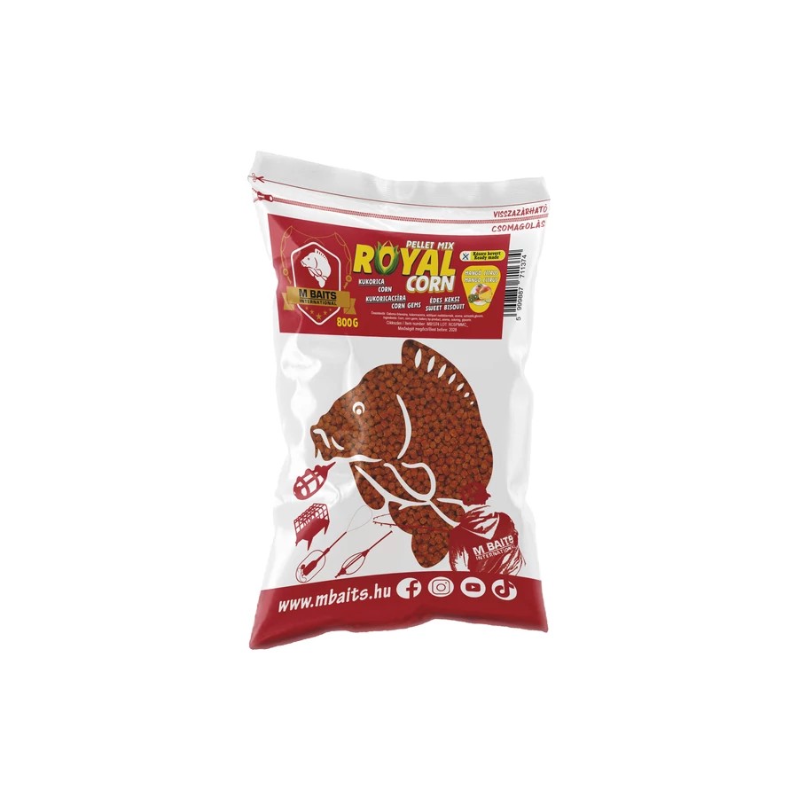 Mbaits royal corn soft pellet mix 4mm 800g mangó citrus etető pellet