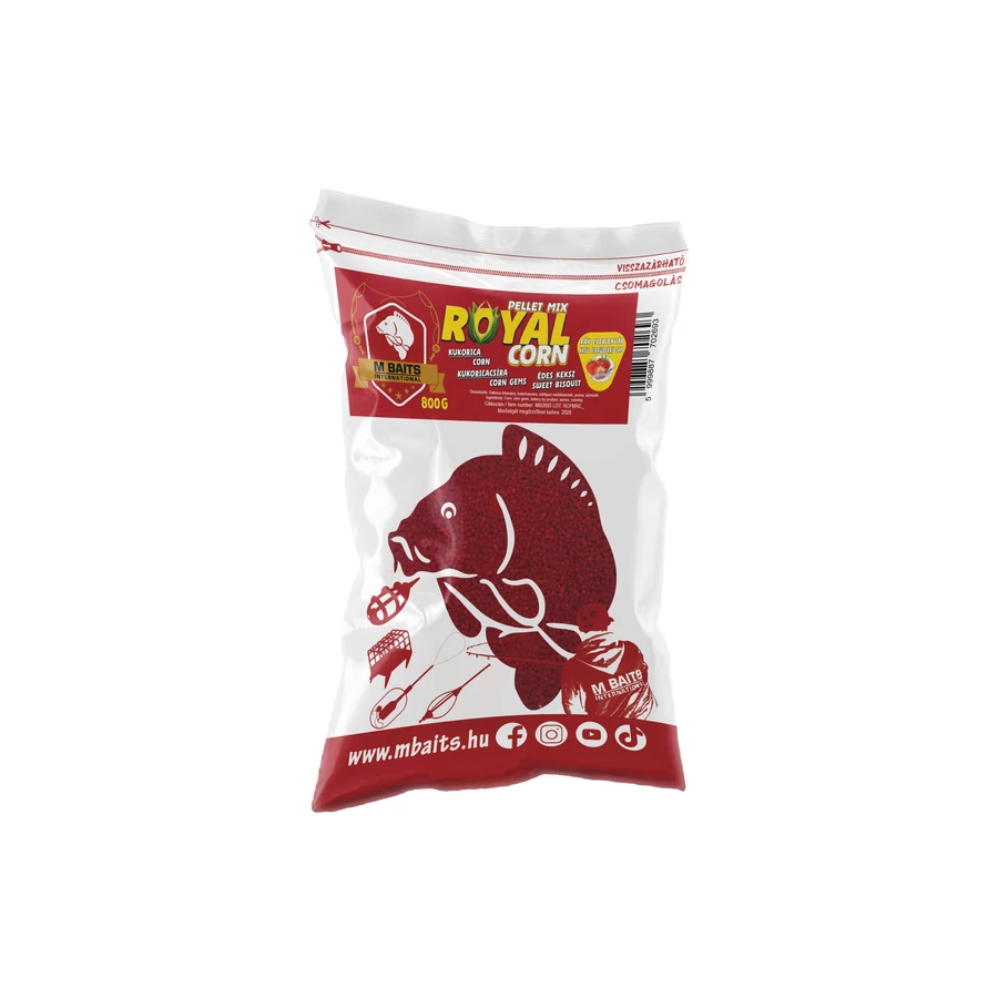 Mbaits royal corn pellet mix 2mm 800g rák eperlekvár etető pellet